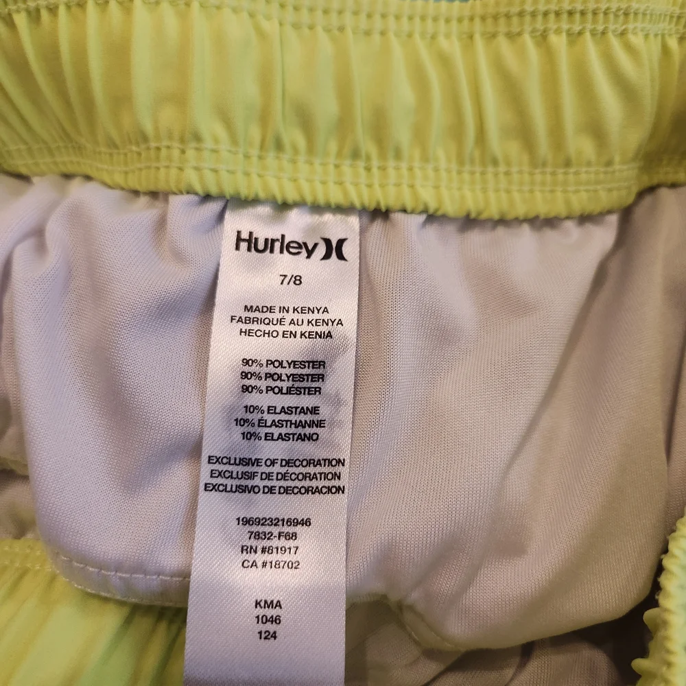 Hurley Boy's 7 8 Way Stretch UPF+50 Drawstring Waist Swim Short Shark Print